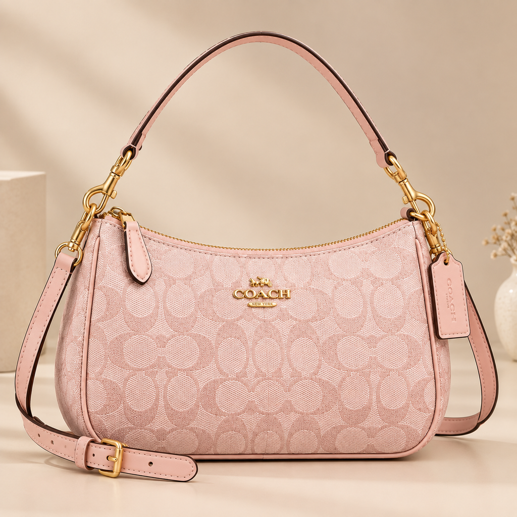 NWT Coach Teri Shoulder Bag in Signature Canvas CAL51/CV933 Powder Pink Crossbody Purse