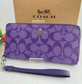COACH C4452 Long Zip Around Wallet in Signature Canvas – Sport Purple