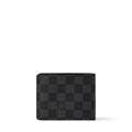 Louis Vuitton Multiple Wallet N62663 Damier Graphite Canvas Men's Bifold Wallet Black/Grey