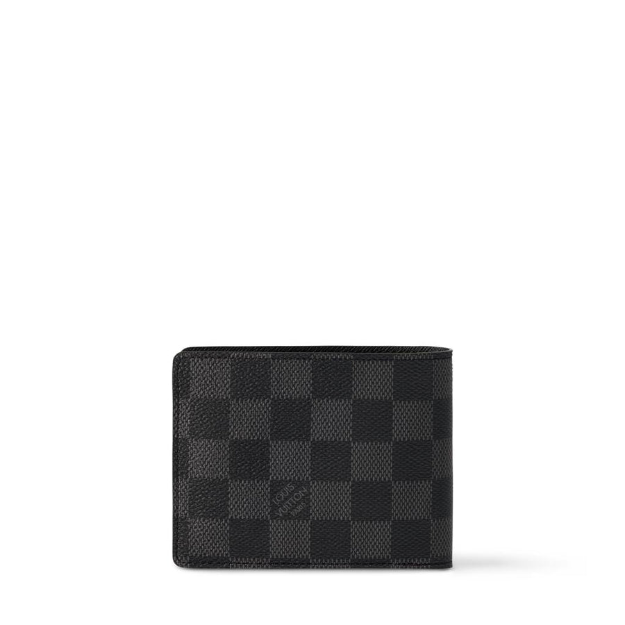 Louis Vuitton Multiple Wallet N62663 Damier Graphite Canvas Men's Bifold Wallet Black/Grey