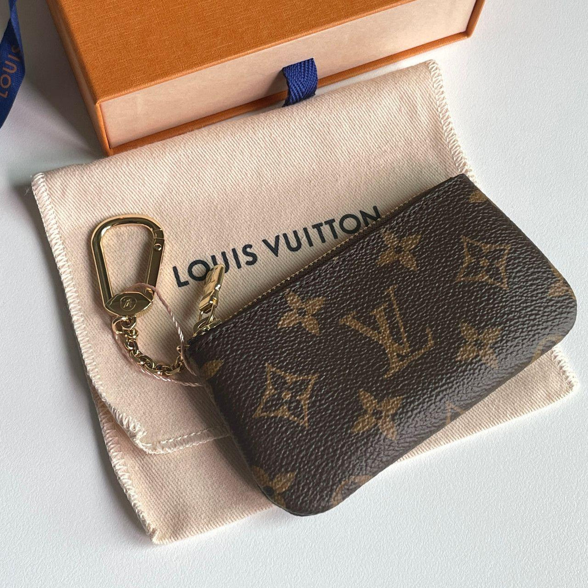 Louis Vuitton Key Pouch M62650 Monogram Canvas Coin Card Holder with Key Ring