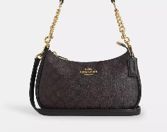 New Coach Original Teri Shoulder Bag Dark Brown Signature ...