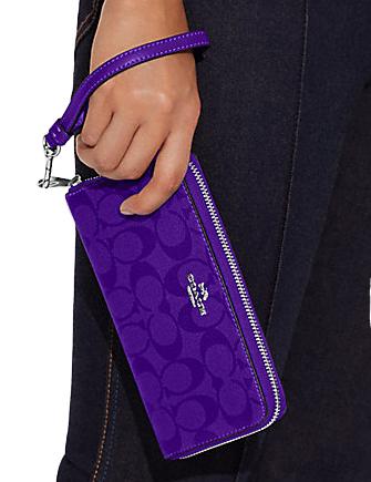COACH C4452 Long Zip Around Wallet in Signature Canvas – Sport Purple