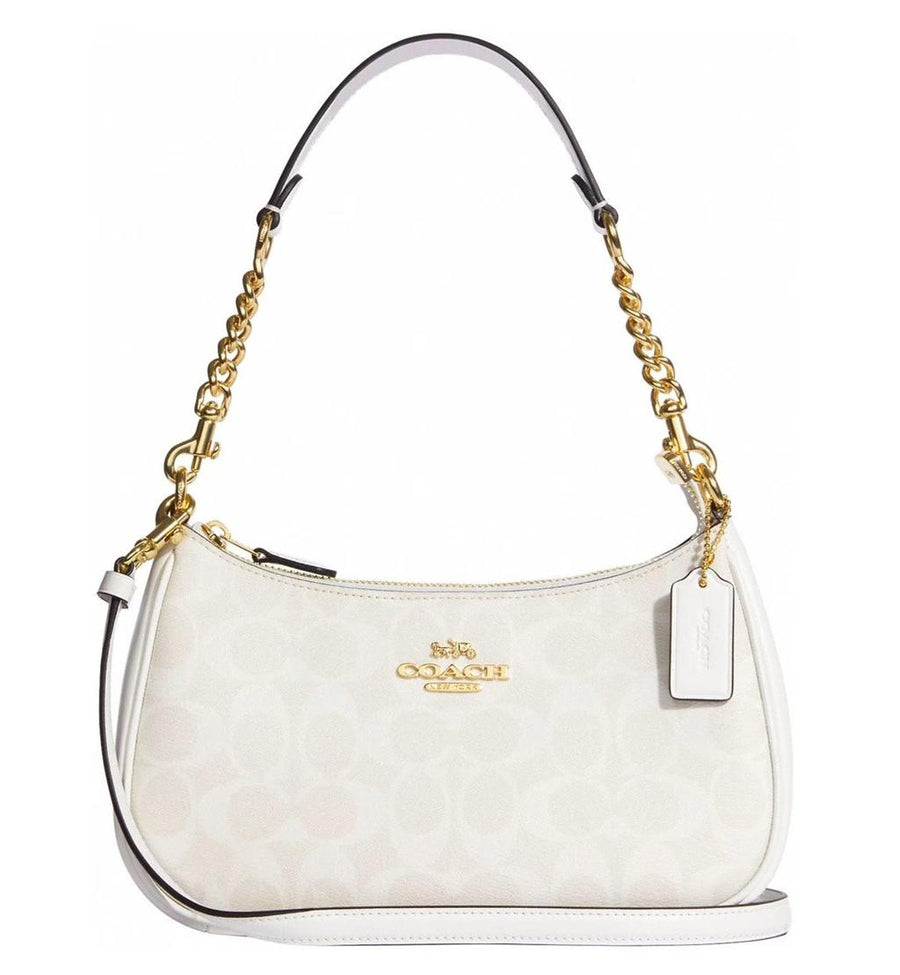 NWT Coach Women's Teri Shoulder Bag in Signature Canvas – White / Chalk