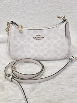 NWT Coach Women's Teri Shoulder Bag in Signature Canvas – White / Chalk